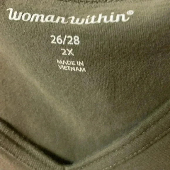 Woman Within Mock Turtleneck Holly Berry & Hunter Green‎ 2X  Pullover Blouse - Picture 10 of 11